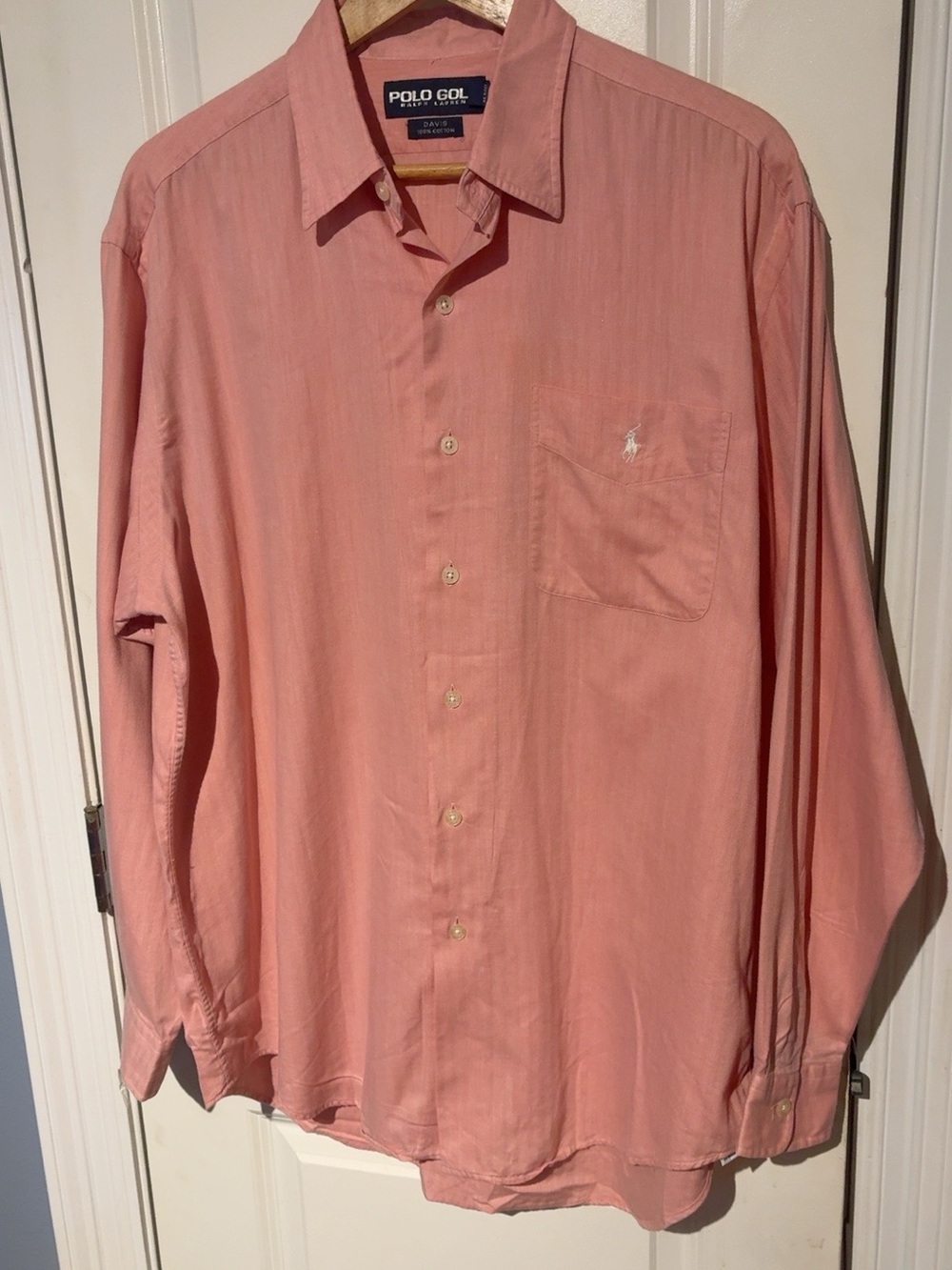 Polo Golf Ralph Lauren Men’s Large Salmon Pink Cotton Herringbone